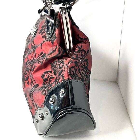 GG ROSE Red & Black Tapestry Patent Leather Shoulder Bag - Picture 4 of 8